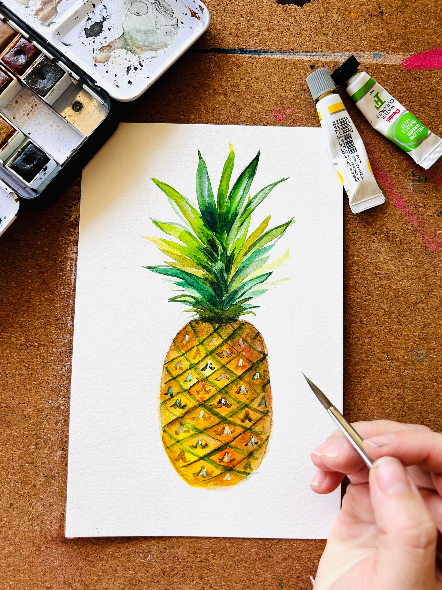 Watercolor Pineapple Print