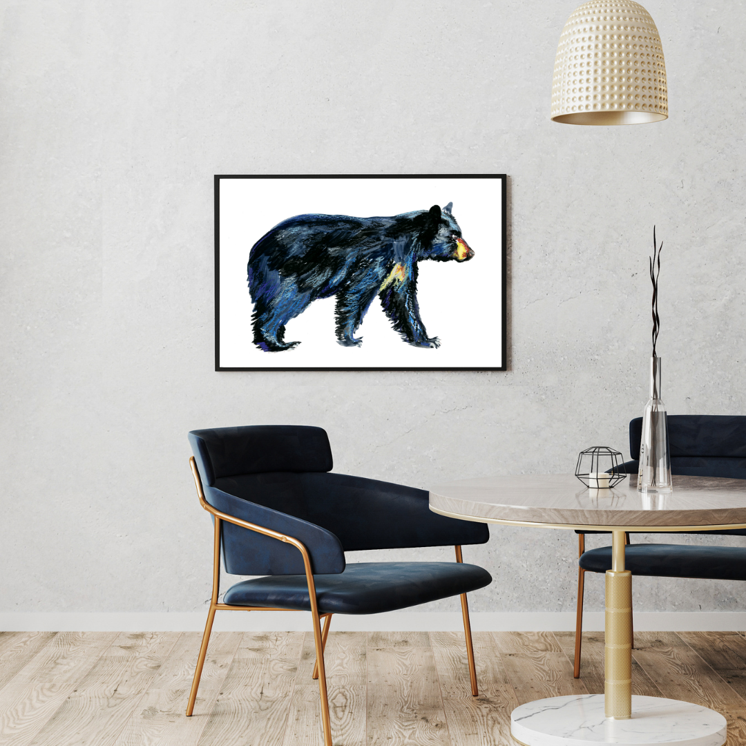 North Georgia mountain wildlife art print featuring a charming wandering black bear
