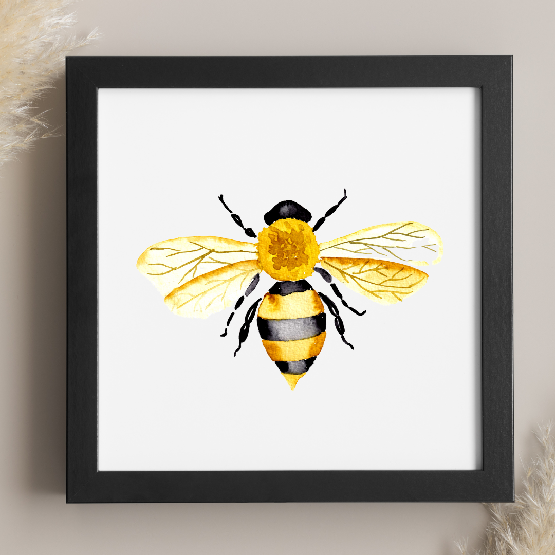 Bee Watercolor Art Print