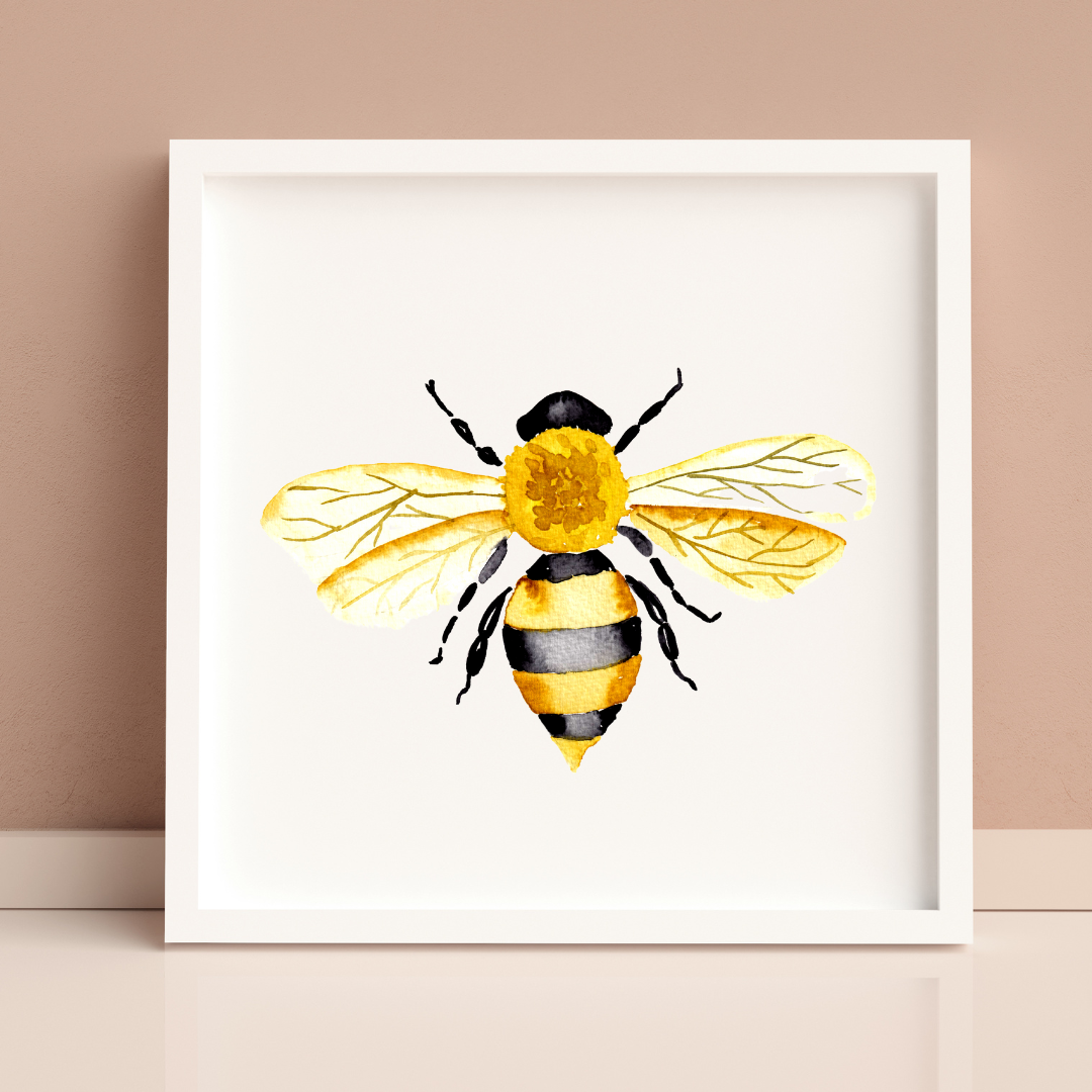 Bee Watercolor Art Print