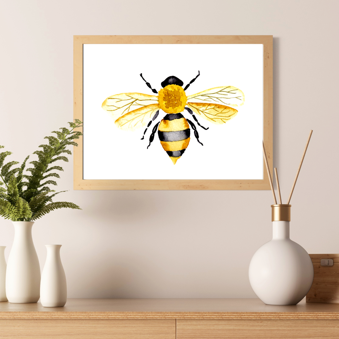 Bee Watercolor Art Print