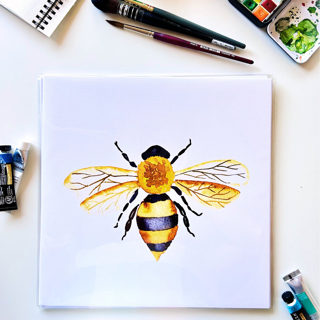 Bee Watercolor Art Print