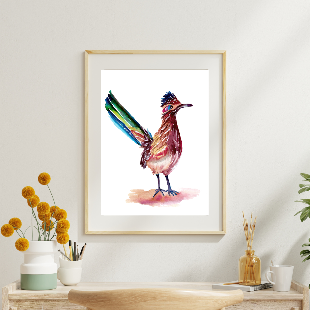 Roadrunner watercolor  Art print