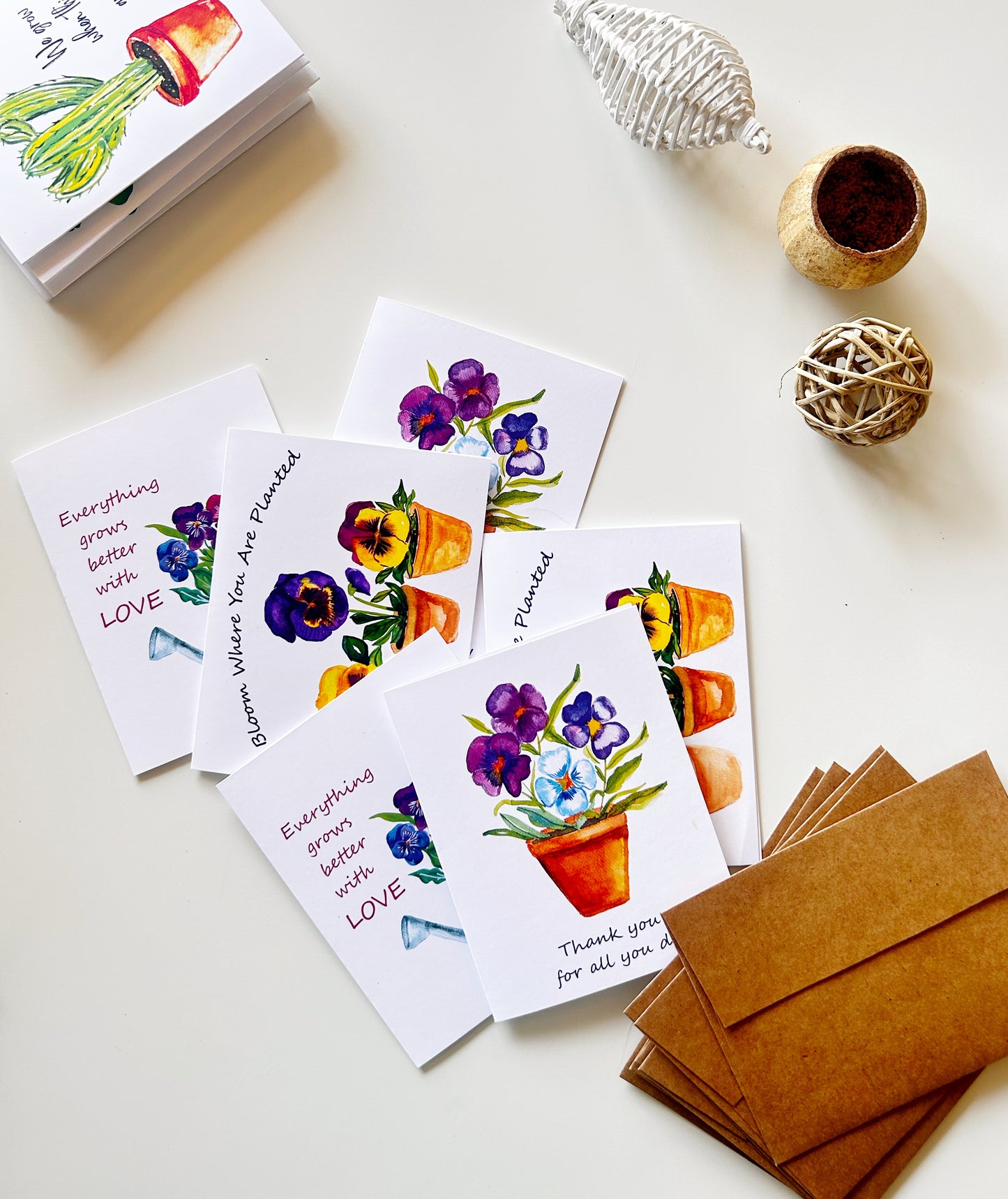 Colorful Pansies Greeting Cards Set of 3