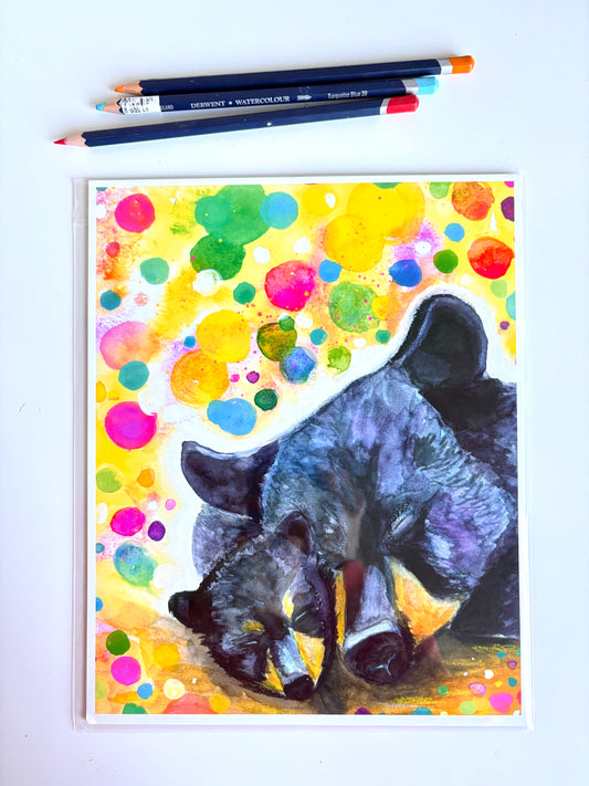 Dreaming Whimsical mama bear Art Print