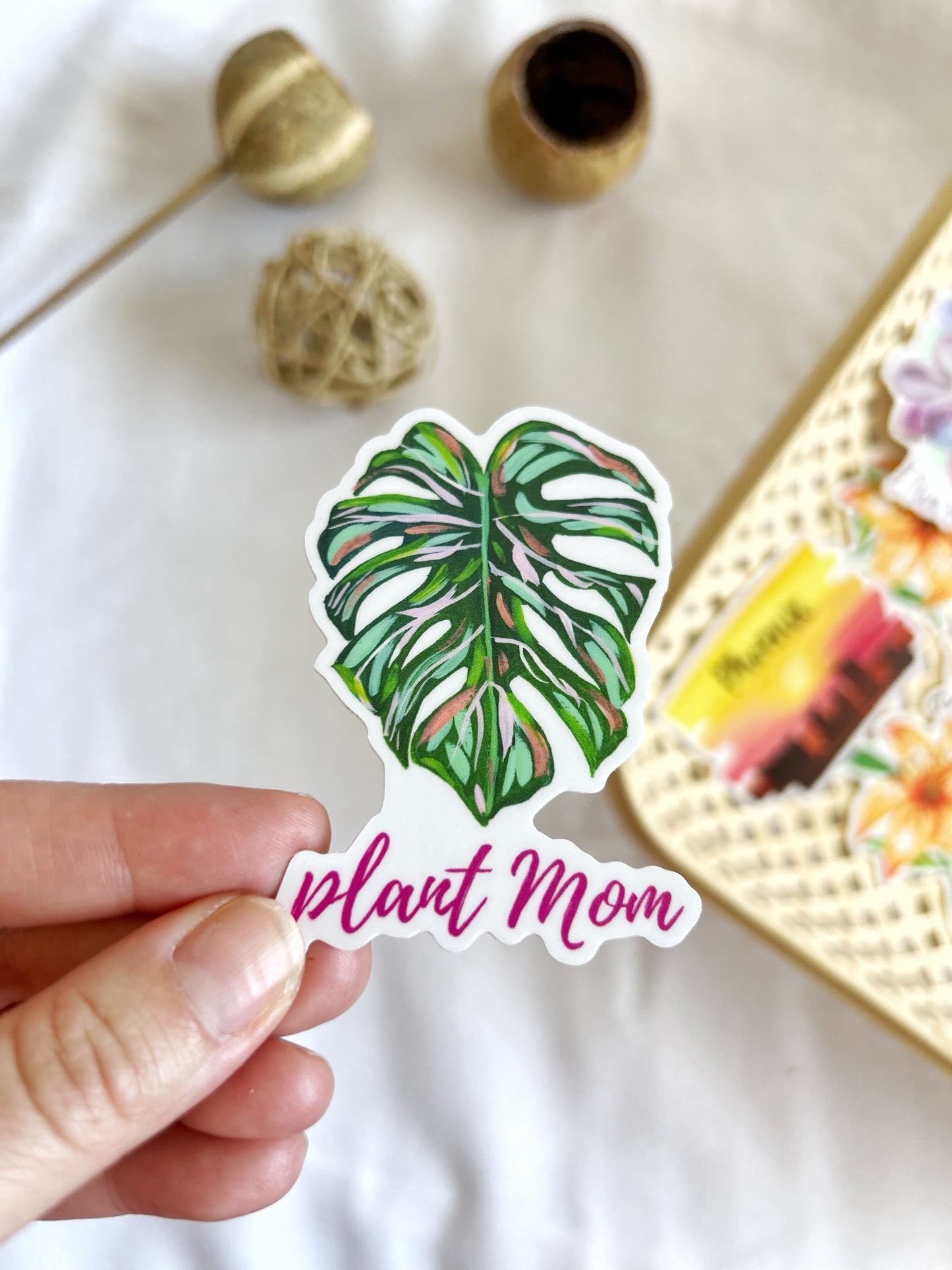 Plant Mom Monstera leaf Vinyl Stickers