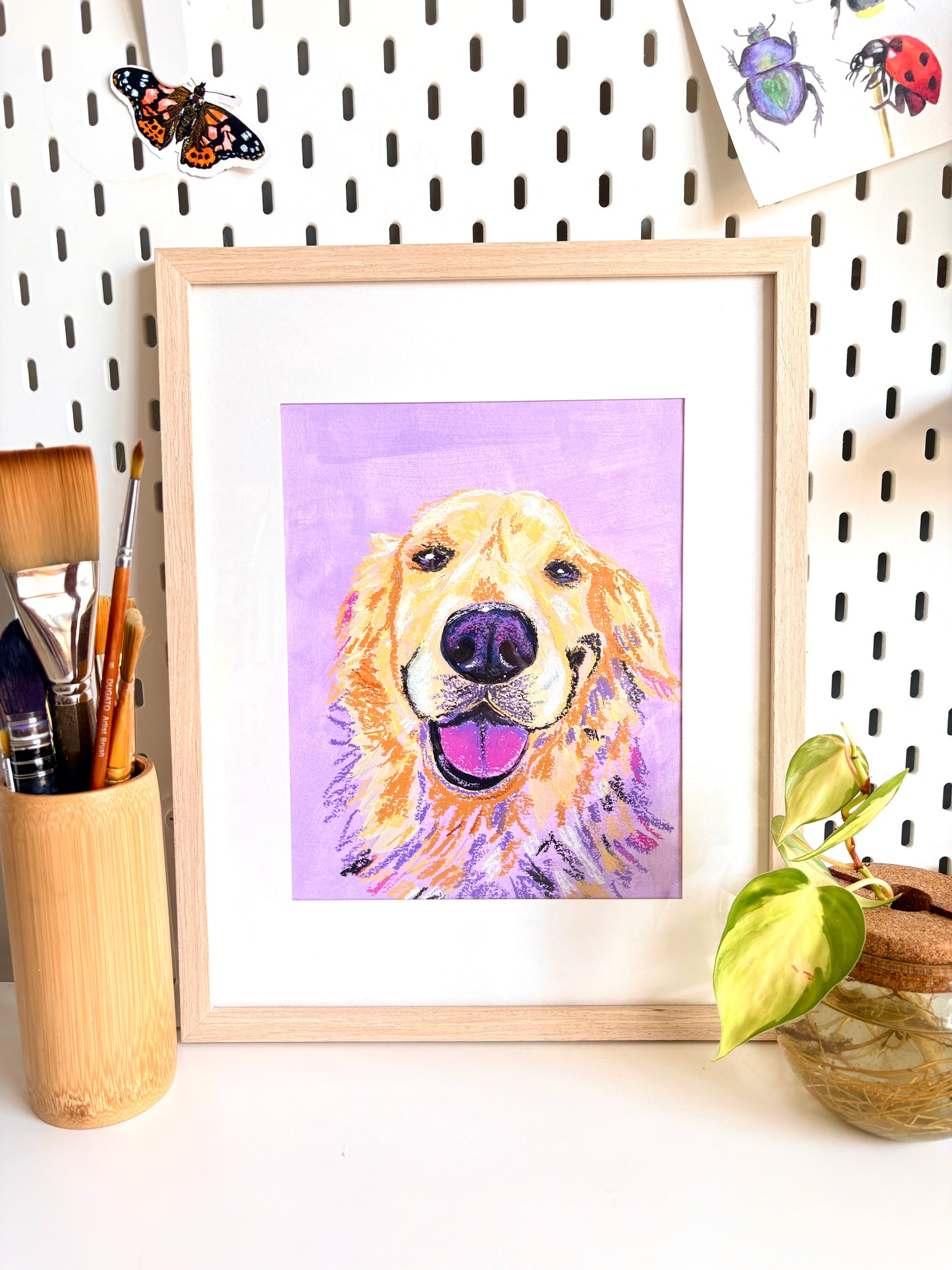 Custom Pet Portrait from Photo – Watercolor or Oil Pastel | Vibrant Modern Pet Art
