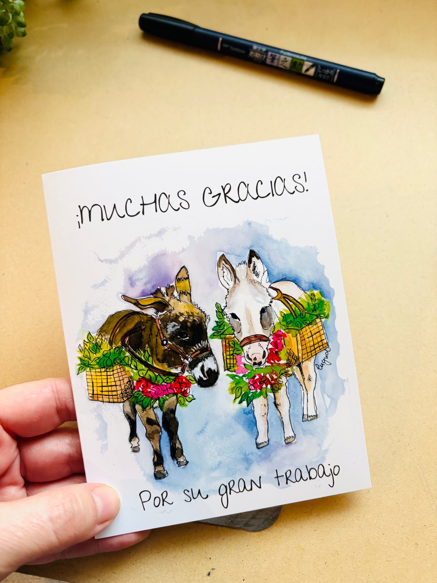 Cute Donkeys Greeting Cards Set of 3