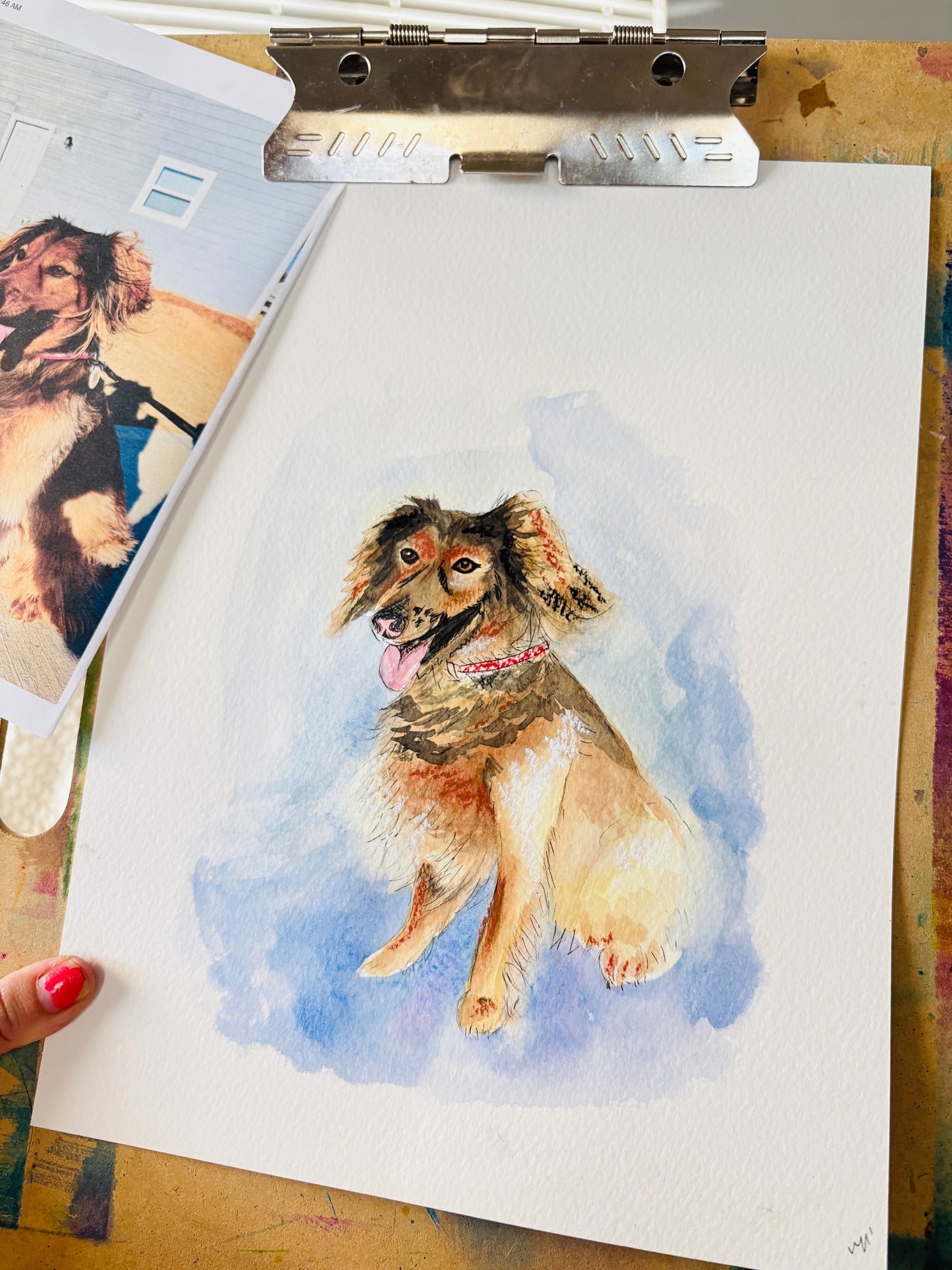 Custom Pet Portrait from Photo – Watercolor or Oil Pastel | Vibrant Modern Pet Art