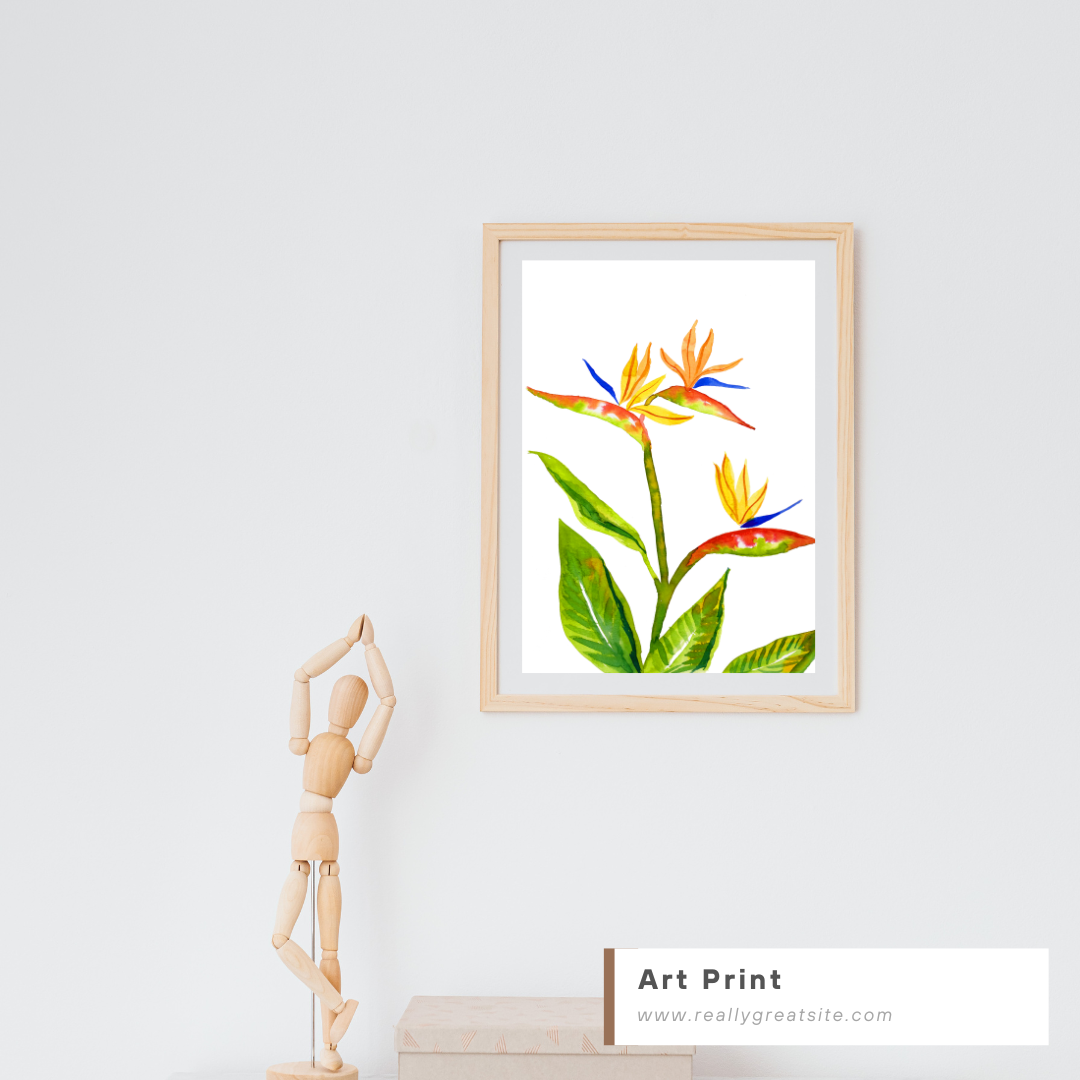 Bird of Paradise Flower Watercolor Print