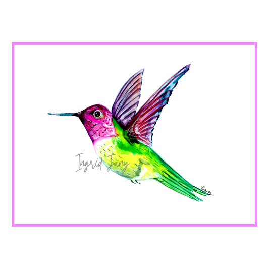 Anna's Hummingbird Watercolor Art Print
