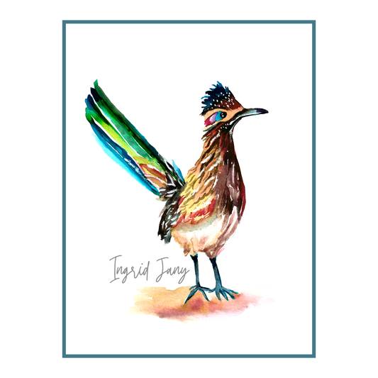 Roadrunner watercolor  Art print