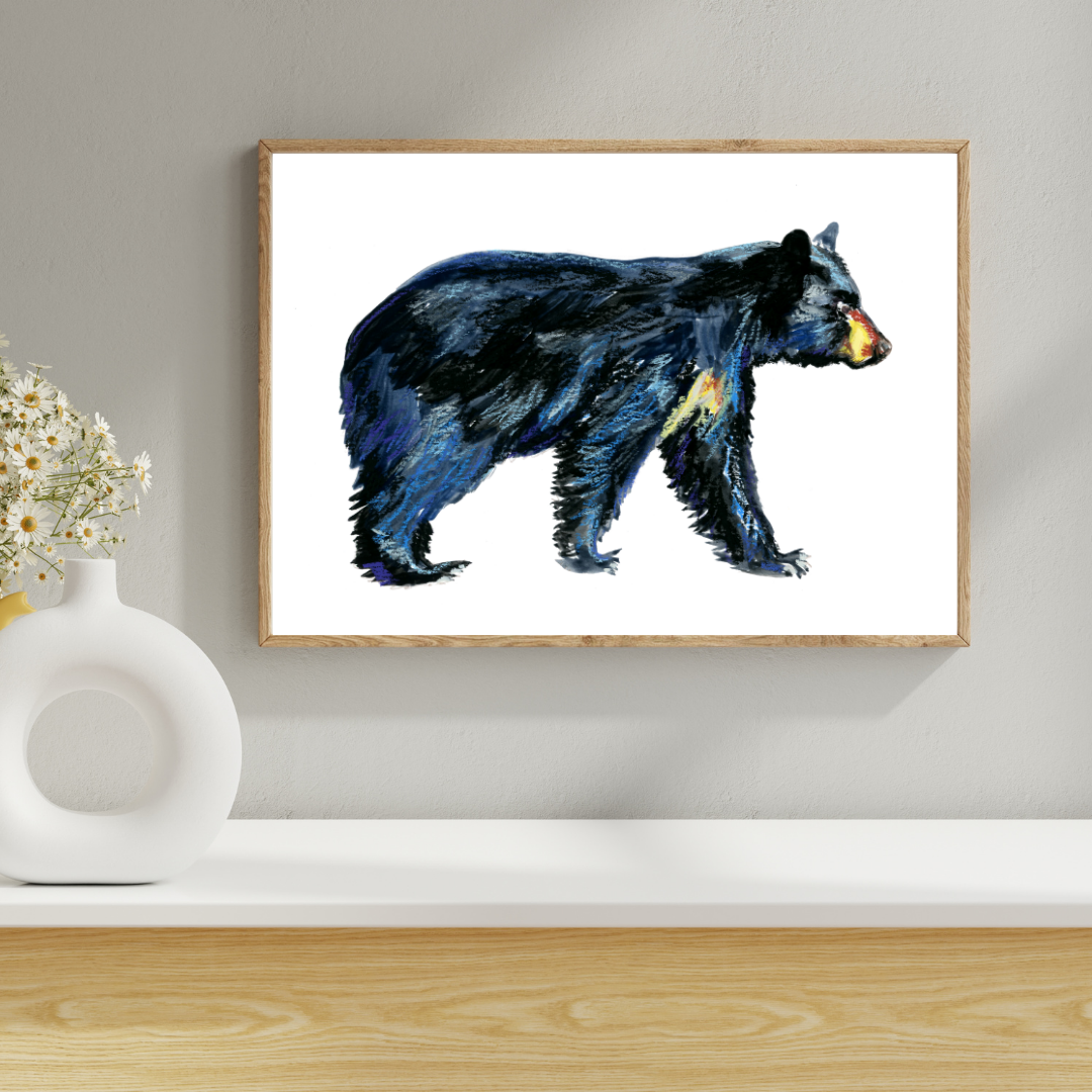Wandering Black Bear Art Print- North Georgia Mountains Inspired
