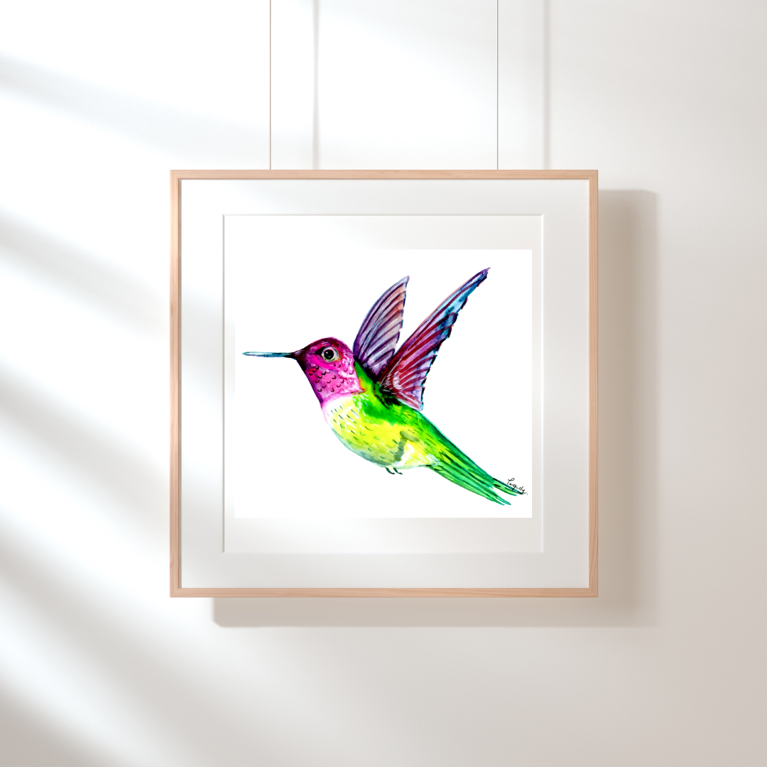 Anna's Hummingbird Watercolor Art Print