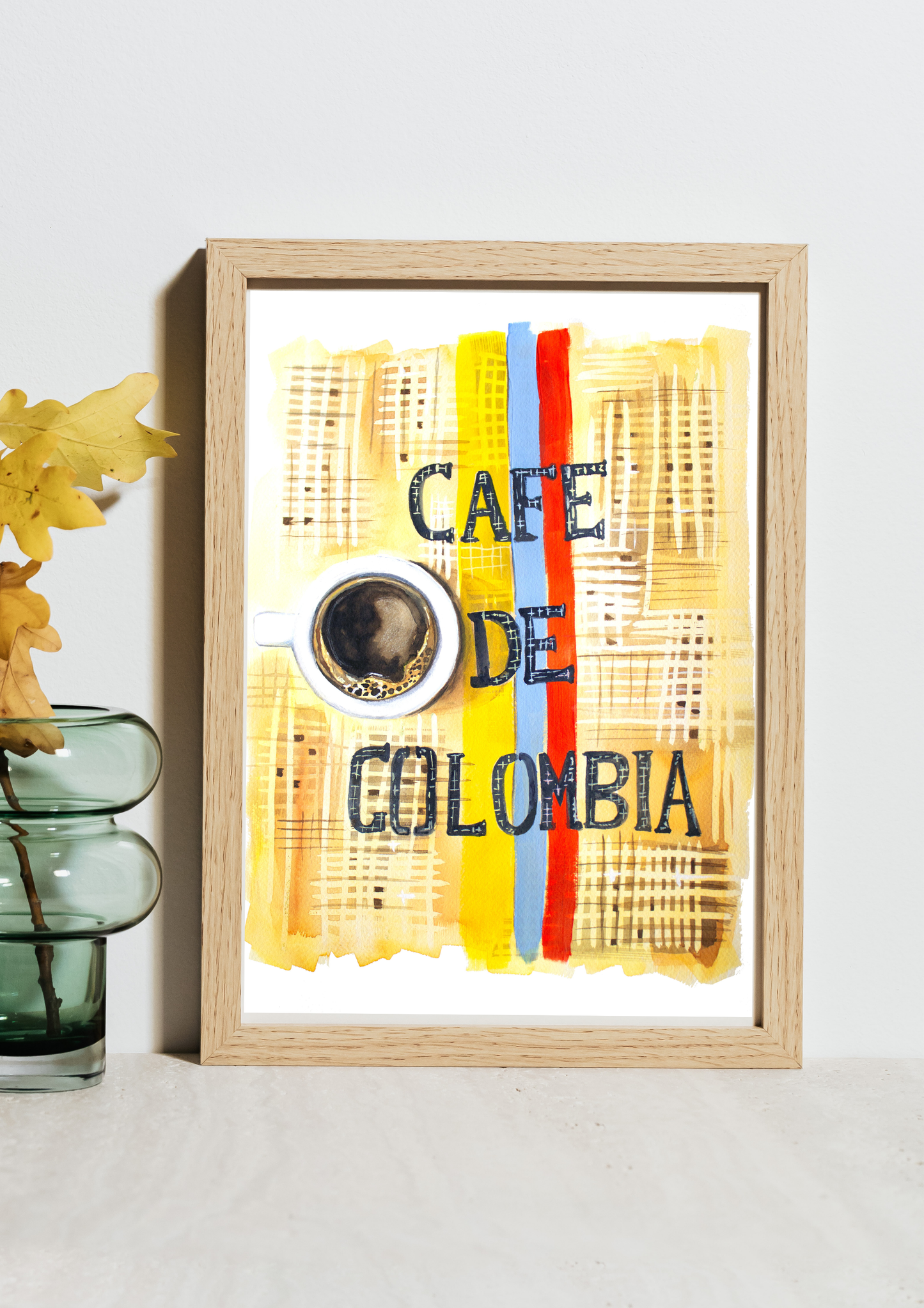 Café de Colombia Watercolor Art Print | Coffee Lover Wall Decor