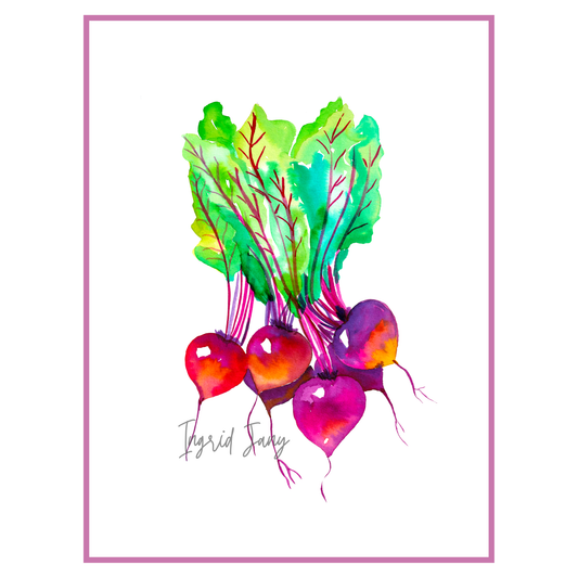 Watercolor Beets Print – Vibrant Vegetable Illustration Wall Art